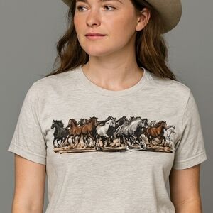 Wild Horse Graphic Tee • Western Running Horses Shirt • Cowgirl Ranch Graphic